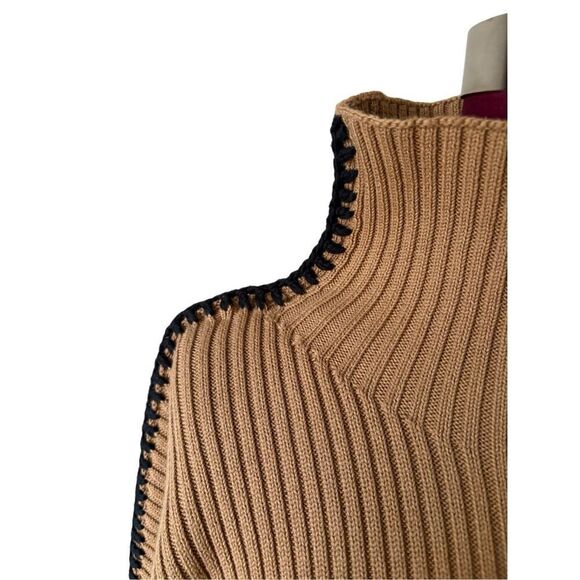 Rag & Bone Ingrid Turtleneck WHIPSTITCH  Sweater size M Tan Organic Cotton - Picture 10 of 11